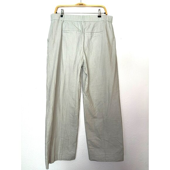 NWT Abercrombie & Fitch Wide-Leg Linen Blend Cotton Lined Pants Size L - Picture 2 of 10